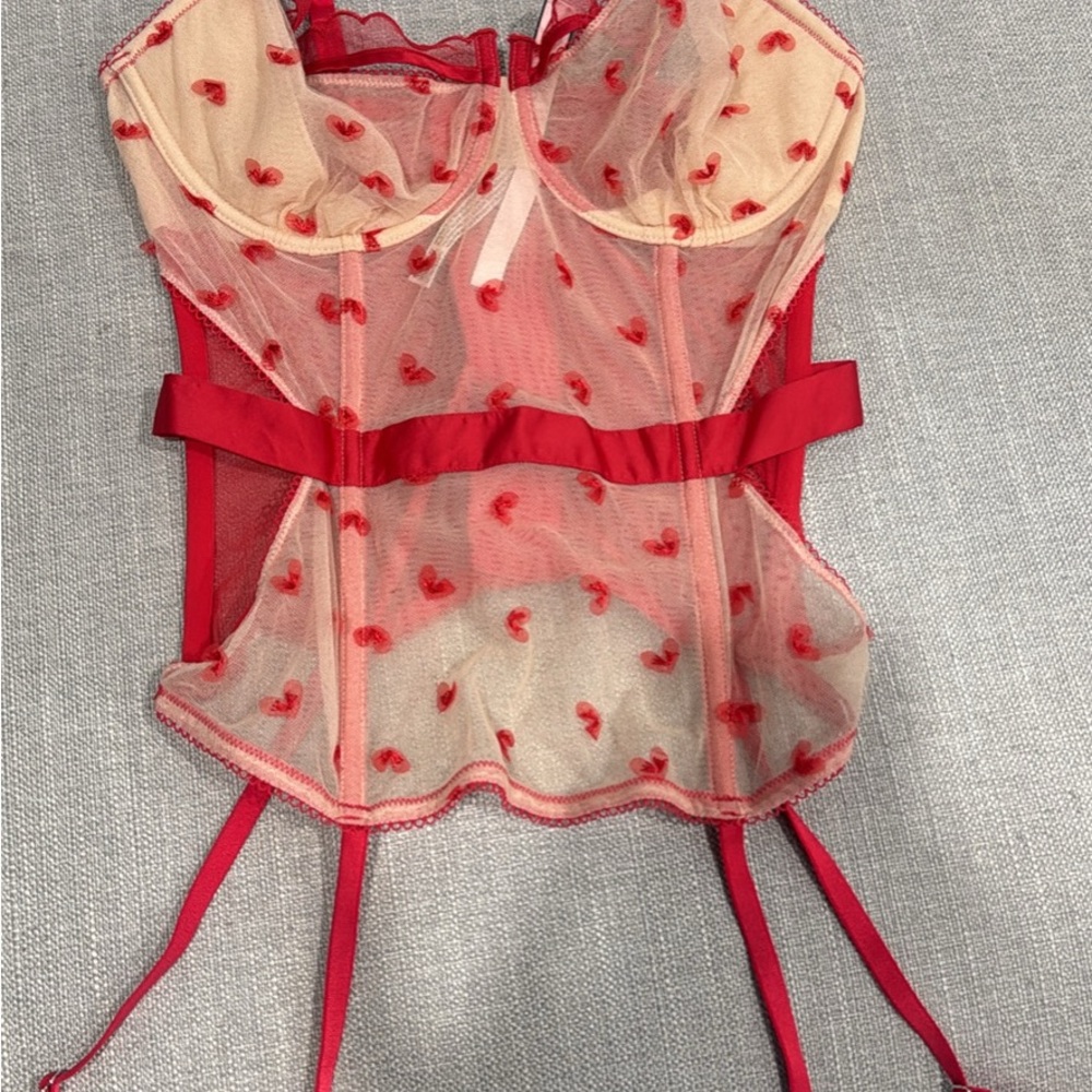 Victoria’s Secret Red Hearts Bustier Corset Lingerie